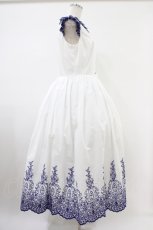 画像3: Moi-meme-Moitie / Rose Garden刺繍サンドレス 13号 白×青 H-25-10-20-1041-MO-OP-KB-ZH (3)