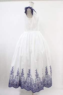 画像3: Moi-meme-Moitie / Rose Garden刺繍サンドレス 13号 白×青 H-25-10-20-1041-MO-OP-KB-ZH