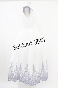 画像3: Moi-meme-Moitie / Rose Garden刺繍サンドレス 13号 白×青 H-25-10-20-1041-MO-OP-KB-ZH