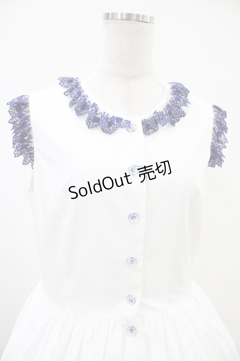 画像4: Moi-meme-Moitie / Rose Garden刺繍サンドレス 13号 白×青 H-25-10-20-1041-MO-OP-KB-ZH (4)