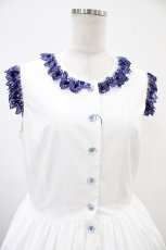 画像4: Moi-meme-Moitie / Rose Garden刺繍サンドレス 13号 白×青 H-25-10-20-1041-MO-OP-KB-ZH (4)