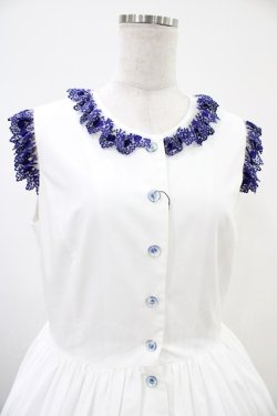 画像4: Moi-meme-Moitie / Rose Garden刺繍サンドレス 13号 白×青 H-25-10-20-1041-MO-OP-KB-ZH