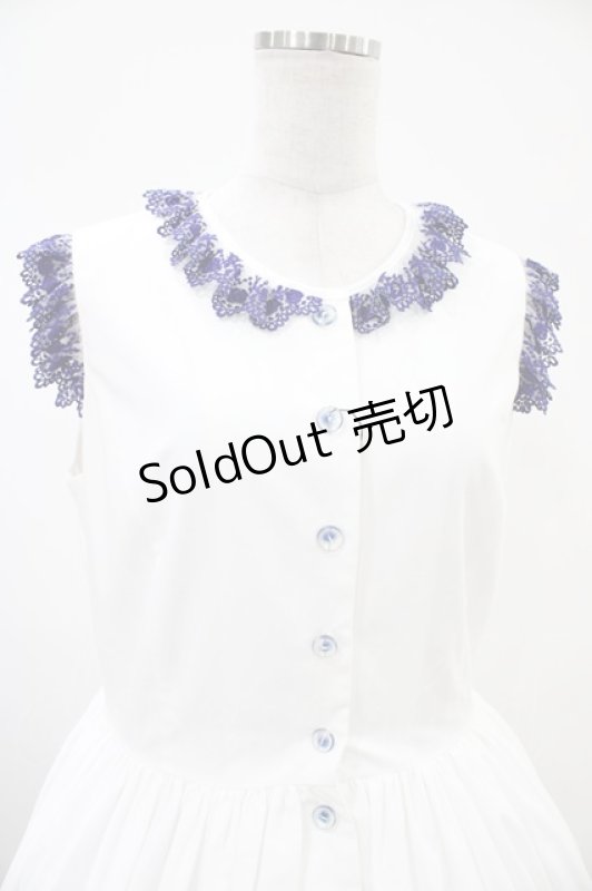 画像4: Moi-meme-Moitie / Rose Garden刺繍サンドレス 13号 白×青 H-25-10-20-1041-MO-OP-KB-ZH (4)