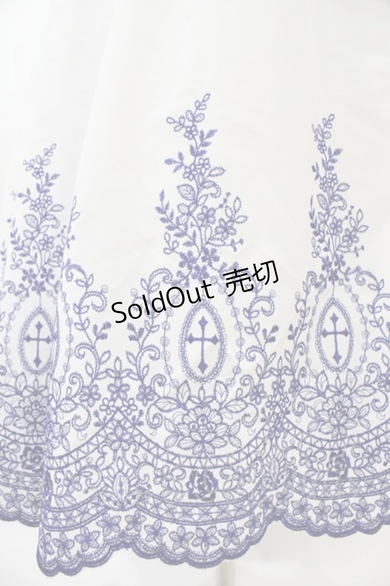 画像5: Moi-meme-Moitie / Rose Garden刺繍サンドレス 13号 白×青 H-25-10-20-1041-MO-OP-KB-ZH (5)