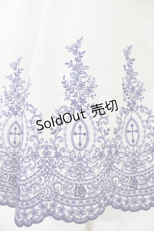 画像5: Moi-meme-Moitie / Rose Garden刺繍サンドレス 13号 白×青 H-25-10-20-1041-MO-OP-KB-ZH (5)