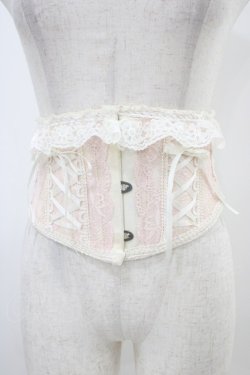 画像1: MR corset / レース切替ショートコルセット  オフ×ピンク H-25-10-20-1019-PU-ZA-KB-ZH