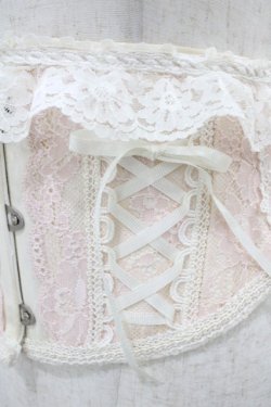 画像3: MR corset / レース切替ショートコルセット  オフ×ピンク H-25-10-20-1019-PU-ZA-KB-ZH
