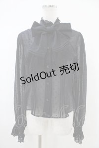 Moi-meme-Moitie / コフィンレースリボンブラウス  黒×黒 H-25-10-20-1026-MO-BL-KB-ZH