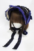 Moi-meme-Moitie / タイニーローズレースリネンヘッドドレス  黒×青 H-25-10-20-1004-MO-AC-KB-ZH