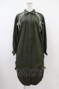 axes femme / 袖レースアップシャツワンピース M グリーン H-25-10-21-028-AX-OP-NS-ZH