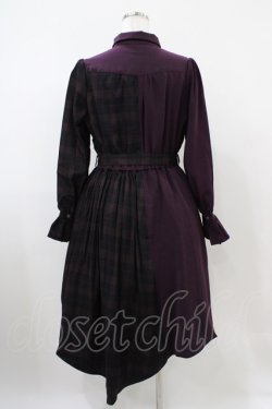 画像2: axes femme POETIQUE / バイカラーアシメデザインワンピース M パープル H-25-10-21-029-AX-OP-NS-ZH