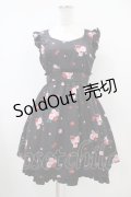 Ank Rouge / StrawberryRose肩フリルジャンパースカート M ブラック H-25-10-21-036-CA-OP-NS-ZH