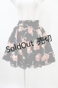 mille fille closet by LODISPOTTO / ロイヤルビッグローズスカート S ブラック H-25-10-21-037-LO-SK-NS-ZH