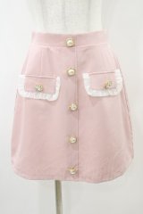 Ank Rouge / ビジューボタン台形スカート M ピンク H-25-10-21-043-CA-SK-NS-ZH
