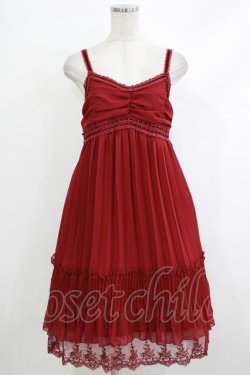 画像1: axes femme / プリーツキャミワンピース M ワイン H-25-10-21-1025-AX-OP-NS-ZH