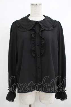 画像1: m petit by misako / AM マルエリフリルブラウス M ブラック H-25-10-21-1050-LO-BL-NS-ZH