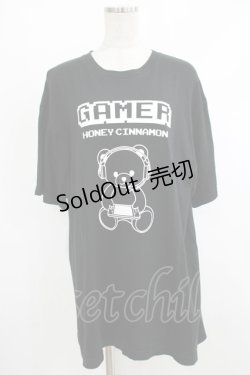 画像1: Honey Cinnamon / GAMERシナモンTシャツ Free ブラック H-25-10-21-1058-LO-TS-NS-ZH