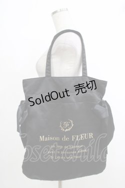 画像1: Maison de FLEUR / ダブルリボントートバッグ  ブラック H-25-10-21-1059-LO-BG-NS-ZH