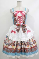 BABY,THE STARS SHINE BRIGHT / Pastoral Decoration Palette柄エプロンジャンパースカート Free ターコイズ H-25-10-21-1009-BA-OP-NS-ZH