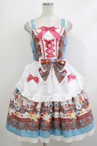 BABY,THE STARS SHINE BRIGHT / Pastoral Decoration Palette柄エプロンジャンパースカート Free ターコイズ H-25-10-21-1009-BA-OP-NS-ZH
