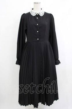 画像1: m petit by misako / AM*レースエリプリーツワンピース L ブラック H-25-10-21-1018-LO-OP-NS-ZH
