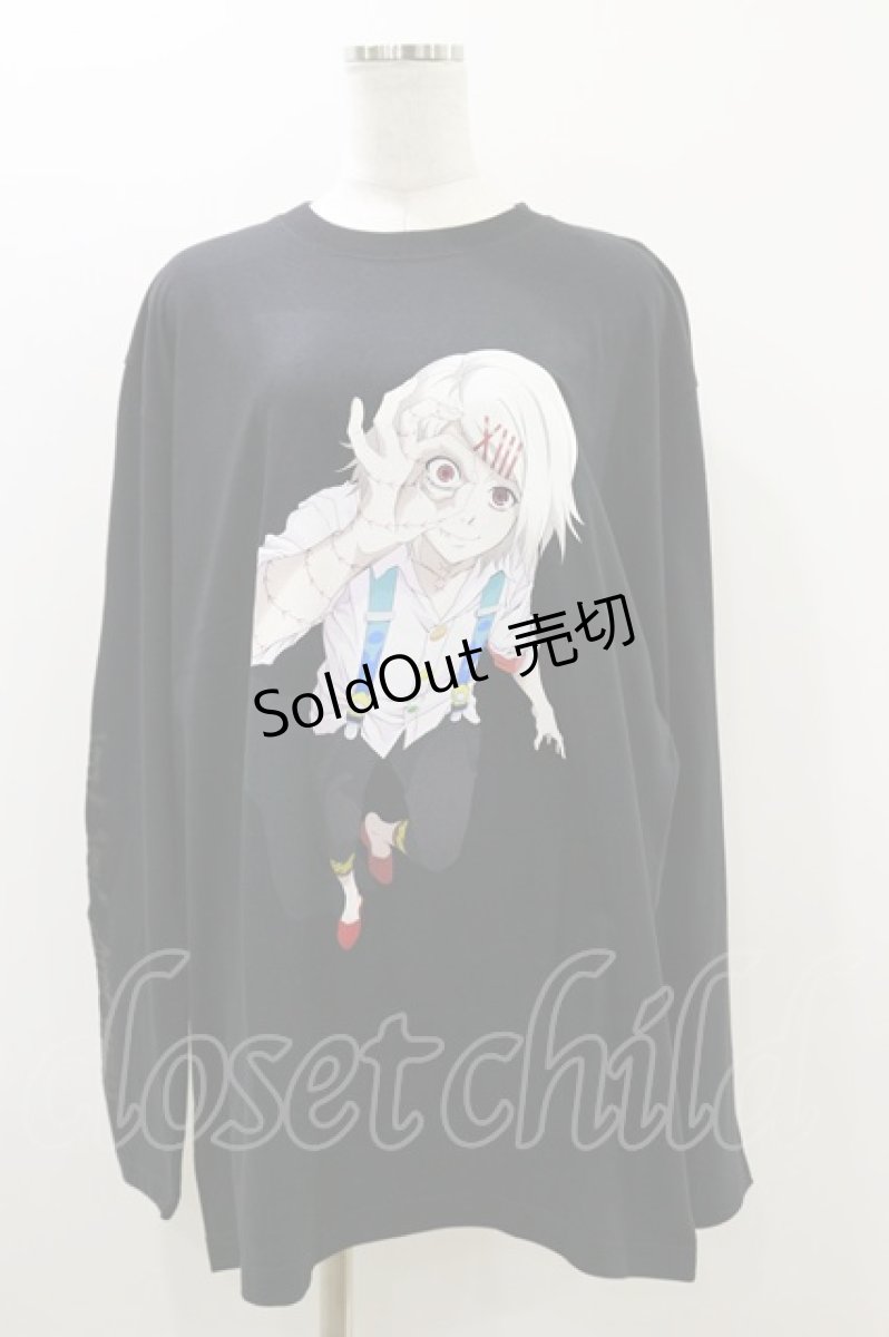 画像1: QOOZA / 東京喰種×QOOZA鈴屋什造 L/S TEE  ブラック H-25-10-21-2024-PU-TO-KB-ZI (1)