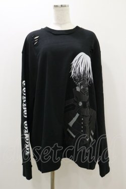 画像1: QOOZA / 東京喰種×QOOZA金木研 ダメージスウェット  ブラック H-25-10-21-2033-PU-TO-KB-ZH