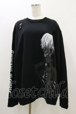 画像1: QOOZA / 東京喰種×QOOZA金木研 ダメージスウェット  ブラック H-25-10-21-2034-PU-TO-KB-ZH