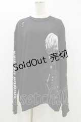 QOOZA / 東京喰種×QOOZA金木研 ダメージスウェット  ブラック H-25-10-21-2036-PU-TO-KB-ZI