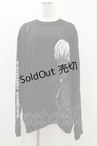 QOOZA / 東京喰種×QOOZA金木研 ダメージスウェット  ブラック H-25-10-21-2036-PU-TO-KB-ZI