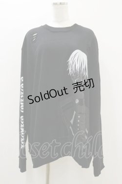 画像1: QOOZA / 東京喰種×QOOZA金木研 ダメージスウェット  ブラック H-25-10-21-2036-PU-TO-KB-ZI