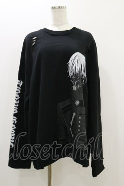 画像1: QOOZA / 東京喰種×QOOZA金木研 ダメージスウェット  ブラック H-25-10-21-2037-PU-TO-KB-ZH