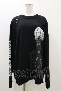 QOOZA / 東京喰種×QOOZA金木研 ダメージスウェット  ブラック H-25-10-21-2038-PU-TO-KB-ZH