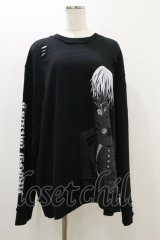QOOZA / 東京喰種×QOOZA金木研 ダメージスウェット  ブラック H-25-10-21-2039-PU-TO-KB-ZH