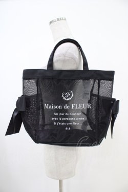画像1: Maison de FLEUR / ロゴプリントメッシュSトートバッグ  ブラック H-25-10-21-012-LO-BG-NS-ZH