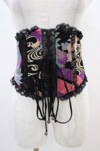 Qutie Frash / リボン帯コルセット  黒 H-25-10-22-001-QU-ZA-KB-ZH