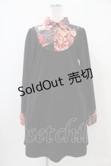 Despair / 和柄切り替えトラペーズワンピース  黒 H-25-10-22-023-GO-OP-KB-ZH