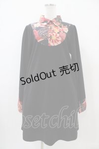 Despair / 和柄切り替えトラペーズワンピース  黒 H-25-10-22-023-GO-OP-KB-ZH