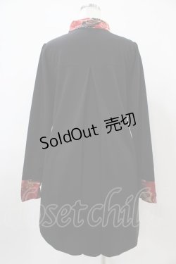 画像2: Despair / 和柄切り替えトラペーズワンピース  黒 H-25-10-22-023-GO-OP-KB-ZH