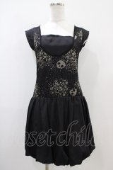 HELL CAT PUNKS / プリント切替バルーンワンピース  黒 H-25-10-22-025-PU-OP-KB-ZT231