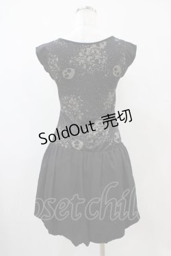 画像2: 【SALE】HELL CAT PUNKS / プリント切替バルーンワンピース  黒 H-25-10-22-025-PU-OP-KB-ZT231