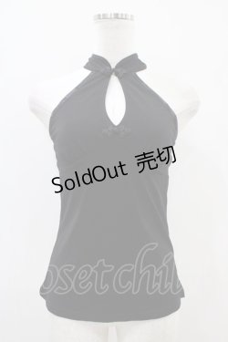 画像1: Qutie Frash / チャイナホルターキャミ  黒 H-25-10-22-031-QU-TO-KB-ZH