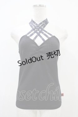 画像1: Qutie Frash / クロスキャミ  パイソンプリント黒×紺 H-25-10-22-032-QU-TO-KB-ZH