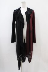 ALGONQUINS / 配色カットロングカーデ  ブラック×ボルドー H-25-10-22-035-AL-TO-KB-ZH