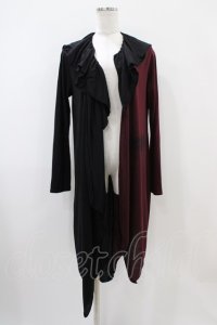 ALGONQUINS / 配色カットロングカーデ  ブラック×ボルドー H-25-10-22-035-AL-TO-KB-ZH