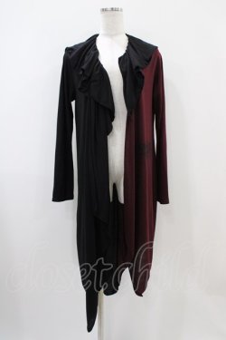画像1: ALGONQUINS / 配色カットロングカーデ  ブラック×ボルドー H-25-10-22-035-AL-TO-KB-ZH