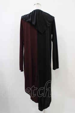 画像2: ALGONQUINS / 配色カットロングカーデ  ブラック×ボルドー H-25-10-22-035-AL-TO-KB-ZH