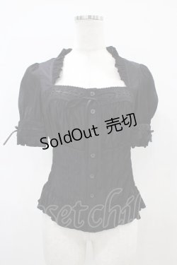 画像1: Sheglit / スクウェアネックシャーリングブラウス  ブラック H-25-10-22-037-EL-BL-KB-ZH