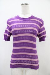 Jane Marple / シアーボーダーニット  パープル H-25-10-22-046-JM-TO-KB-ZH
