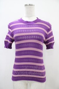 Jane Marple / シアーボーダーニット  パープル H-25-10-22-046-JM-TO-KB-ZH